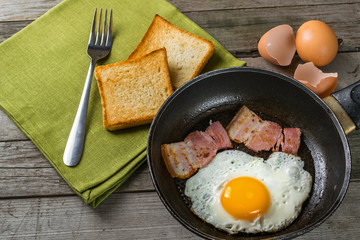 Fried eggs and bacon