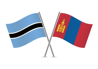 Botswana and Mongolia flags. Vector illustration.