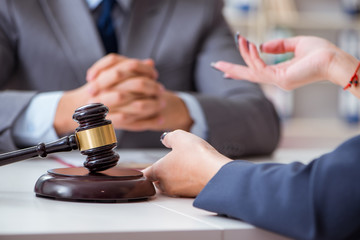 Lawyer discussing legal case with client