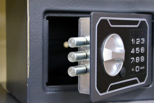 Safe box opened door with digital enter code 