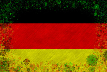 Illustration of German flag with a frame of blossom pattern