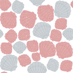Seamless pattern with seashells. Vector hand drawn illustration.