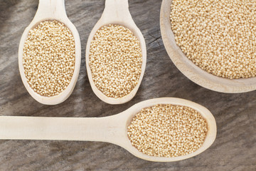 Organic amaranth seeds in wooden spoon - Amaranthus