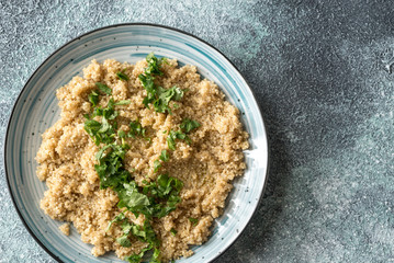 Portion of cooked quinoa