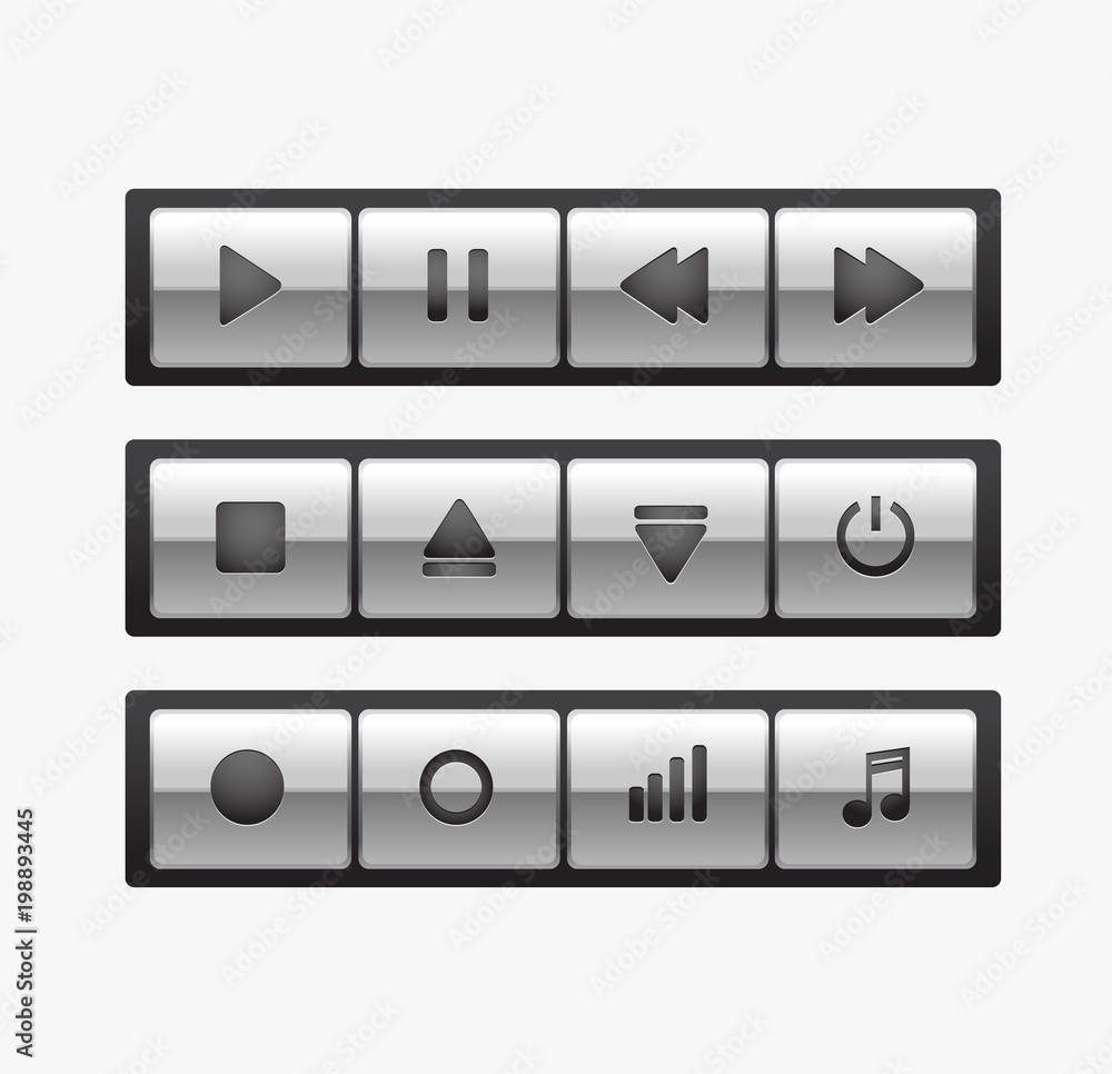 Poster a set of vector media player control icons