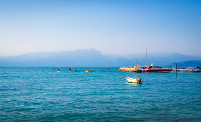 Fototapeta na wymiar Beautiful coast of Garda Lake, Italy