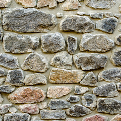 Texture of gray stones and cement close-up. Square.