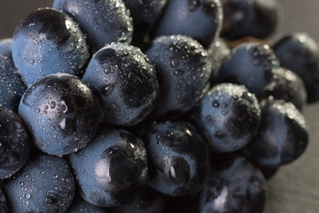 fresh ripe black grapes
