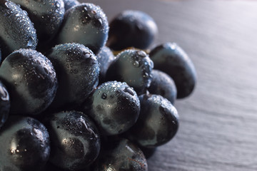 fresh ripe black grapes