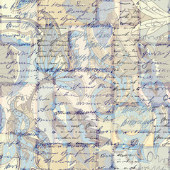 Fototapeta premium Seamless background pattern. Imitation of a abstract vintage lettering. Unreadable text.