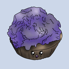 cute anime cream cupcake