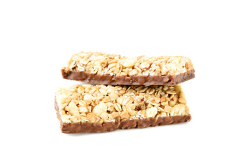 Granola bars isolated on white background