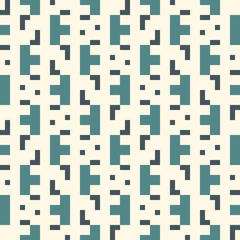 Repeated creative puzzle mosaic abstract background. Seamless surface pattern design with simple geometric ornament.