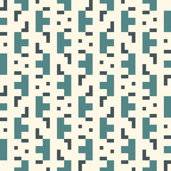 Repeated creative puzzle mosaic abstract background. Seamless surface pattern design with simple geometric ornament.