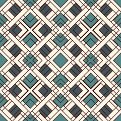 Repeated diamonds and lines background. Ethnic wallpaper. Seamless surface pattern design with rhombuses ornament