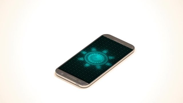 smartphone on a white background with a chroma key on the display and marks for the perspective