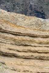 Cliff along the promenade in Porto da Cruz on Madeira. Portugal