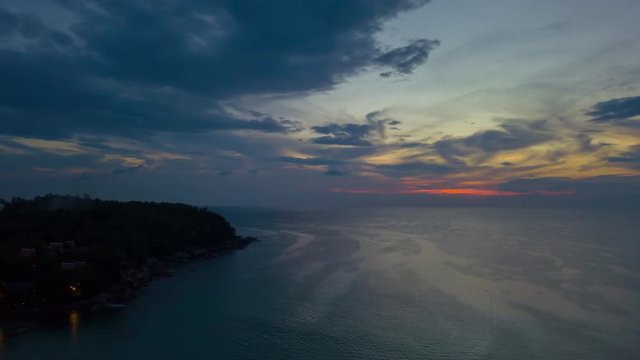 phuket island sunset sky famous beach aerial panorama 4k timelapse thailand
