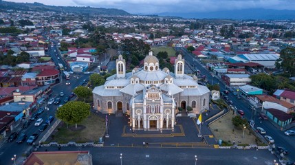 Aerial view of the Basilica of Cartago, Costa Rica - obrazy, fototapety, plakaty