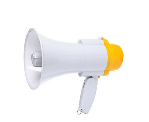 Electronic megaphone on white background