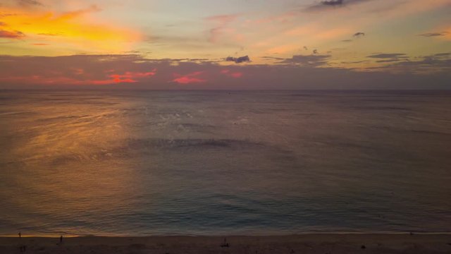 phuket island sunset sky famous beach aerial panorama 4k timelapse thailand
