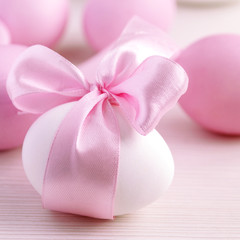 Pink Easter Eggs with Ribbon Bow