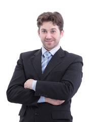 Portrait of a business man isolated on white background.