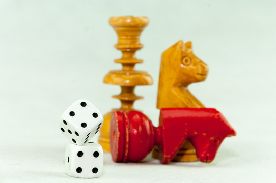 dice with chess pieces