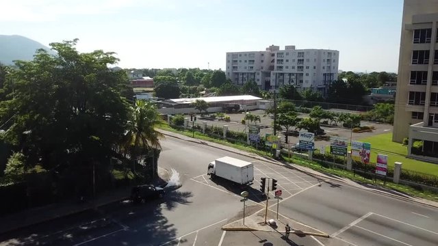 Cinematic aerial view of Kingston Jamaica