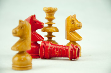 chess pieces on white background,
