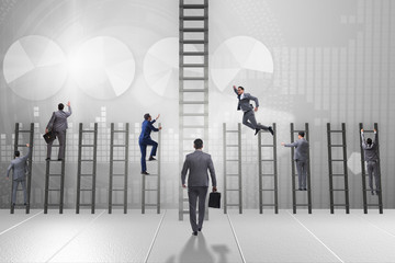 Competition concept with businessman beating competitors
