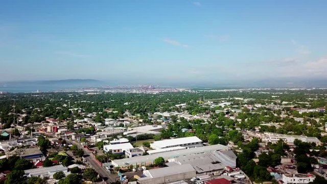Cinematic aerial view of Kingston Jamaica