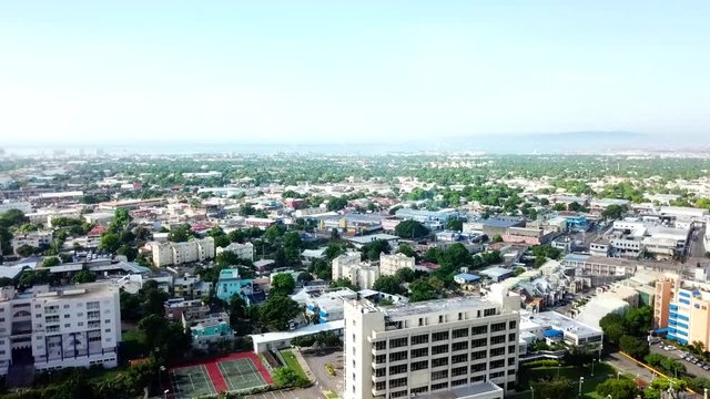 Cinematic aerial view of Kingston Jamaica
