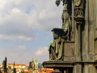 Fototapeta na wymiar One of the statues on the The Monument of Charles the 4th In Prague, Czech Republic