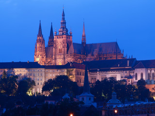 Cityscape with The Prague Castle and The Saint Vitus Cathedral in Prague, Czech Republic