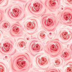 Vector seamless background texture with pink roses.