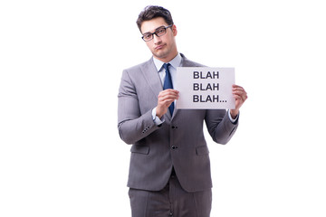 Businessman telling lies isolated on white background