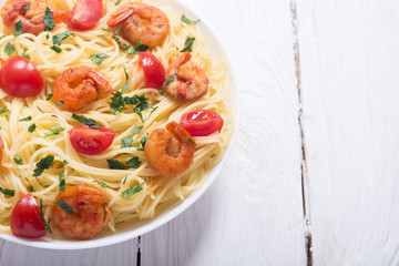 Spaghetti with shrimps