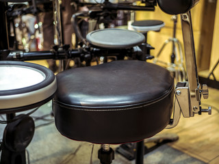 close up drummer chair in the studio close up