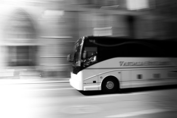 Black and White City Bus