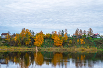 Autumn river and forest