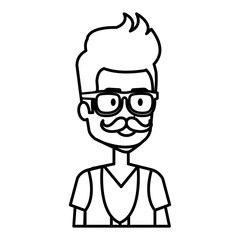 young man hipster style avatar character vector illustration design