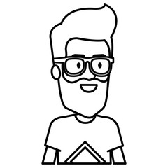 young man hipster style avatar character vector illustration design