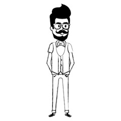 young man hipster style avatar character vector illustration design