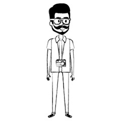 young man hipster style avatar character vector illustration design