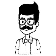 young man hipster style avatar character vector illustration design