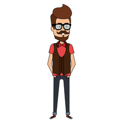 young man hipster style avatar character vector illustration design