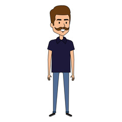 young man with mustache avatar character vector illustration design