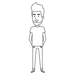 Obraz premium young man with beard avatar character vector illustration design