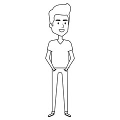 young man avatar character vector illustration design